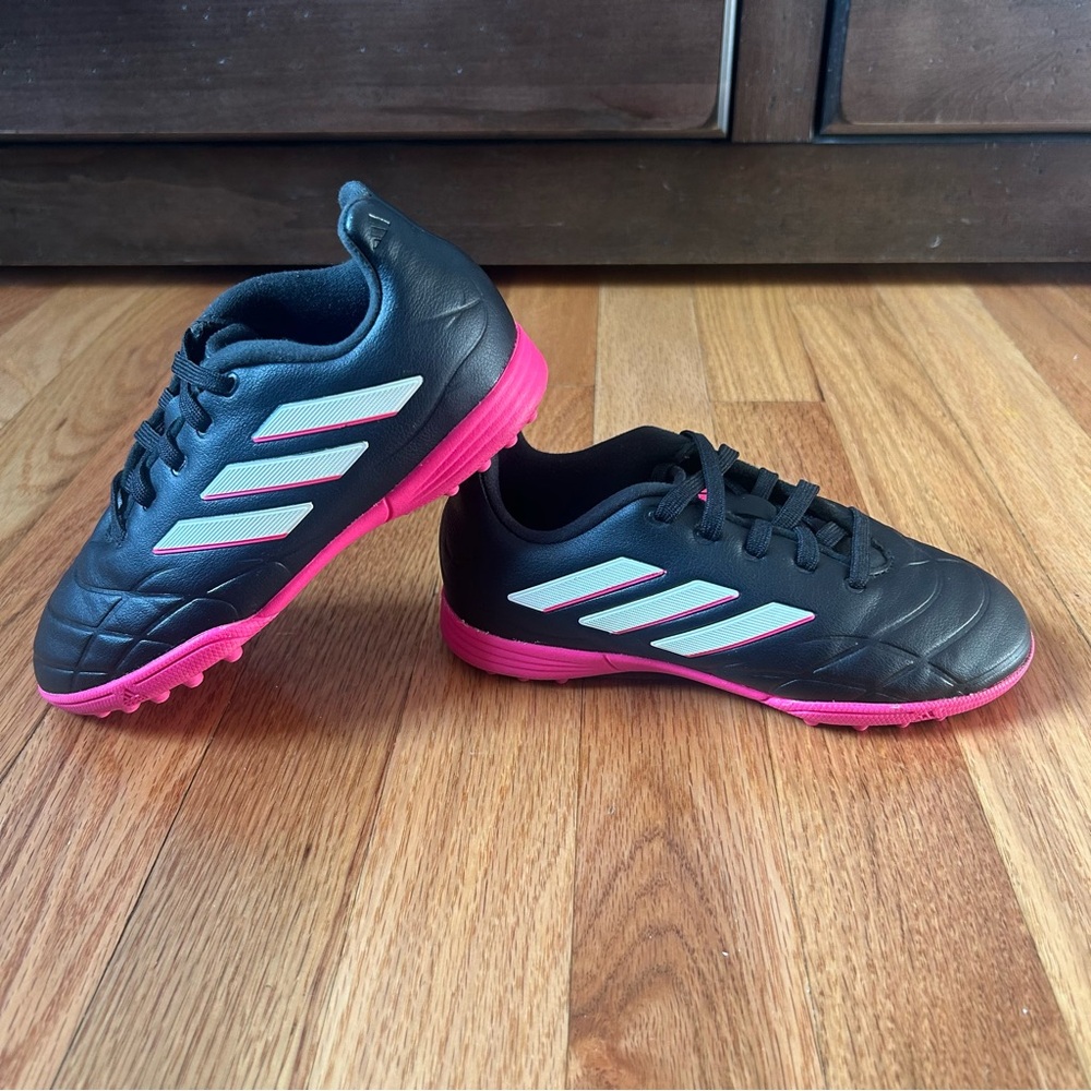 Girls Kids Adidas Copa Pure.3 Turf Jr Black Pink Soccer Shoes Indoor Outdoor